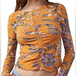 We The Free | Dreamed of You Floral Ruched Long Sleeve Crop Top Size XS